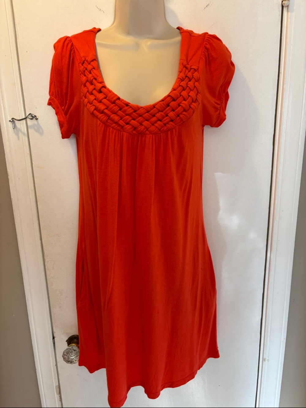 Charlotte Russe  larege orange Braided Scoop Neck Dress beach 26-126-1
